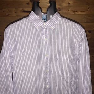 J. Crew Men's Button Up Shirt Purple White Stripes